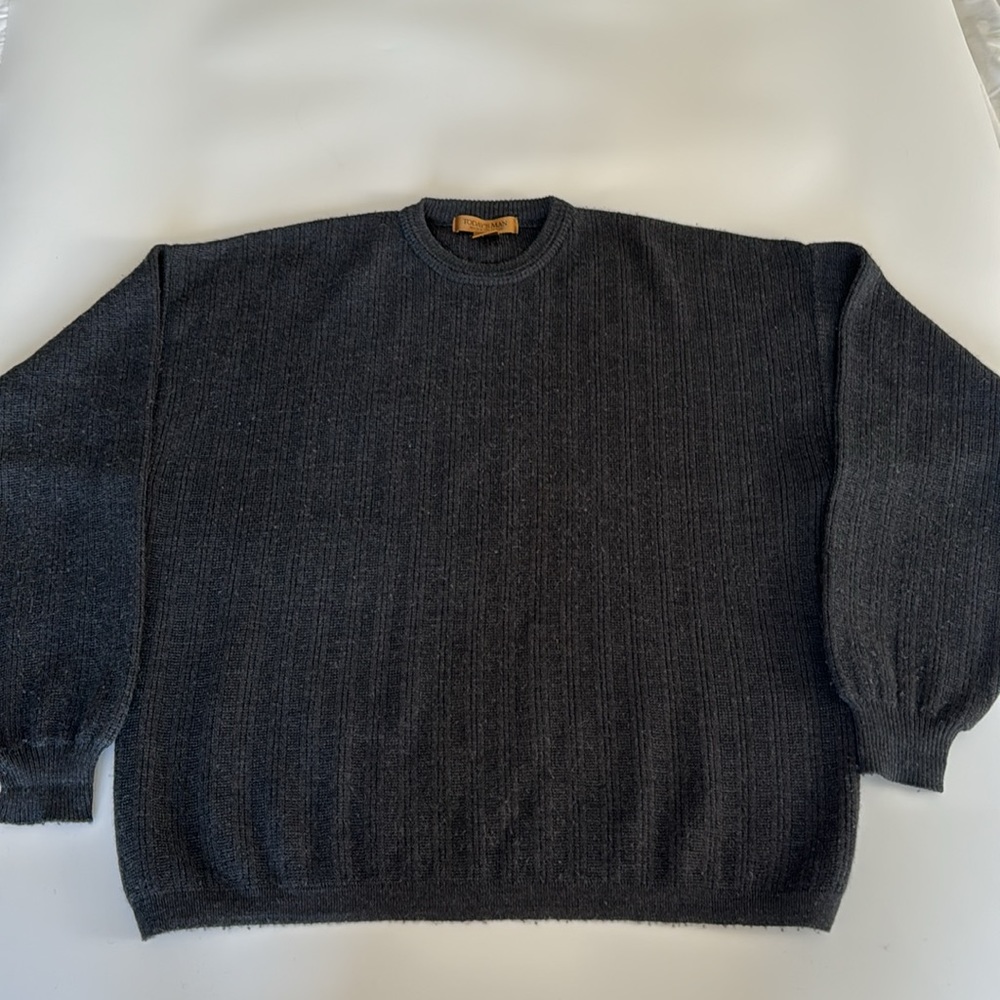Sweater Grandpa-core Today’s Man 3D Wool Men’s Pullover, Gray, Size Large